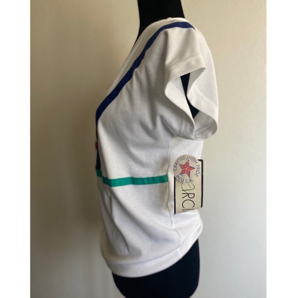 Vintage Marcia short sleeve v neck top white XS - Picture 3 of 8
